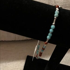 New Brosway Chic Beaded Bracelet with Turquoise and Brown Accents